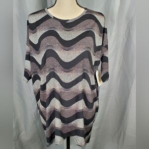 NWT Lularoe Irma, black and gray wave pattern, size XS